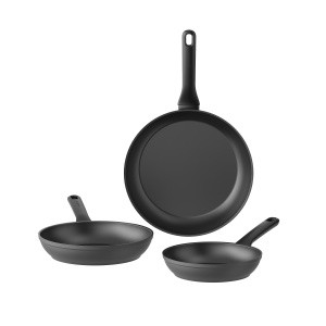 KURRUNGIE Set Di Padelle Antiaderenti Ibride 3 Pezzi Con Coperchi - Tecnologia Fiocco Di Neve - Adatte A Induzione - 8+10+30.5 Cm - 2