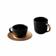 Dreiteiliges Kaffee und Tee-Set schwarz - Gem