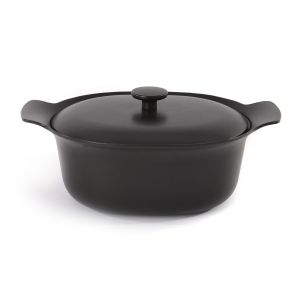 Ovale kookpot met deksel zwart 28x22 cm - Ron