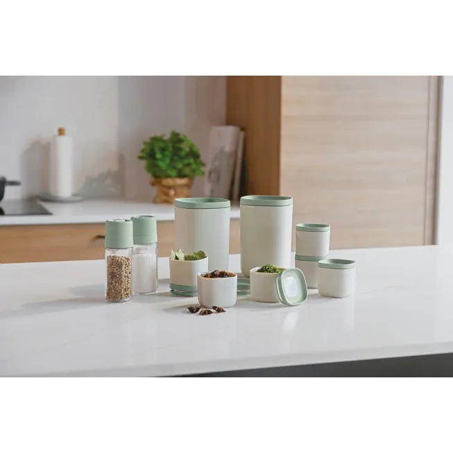 Set 3 Contenitori Metallo Per Spezie | Con Coperchio In Bambù Ermetico, Verde - 5