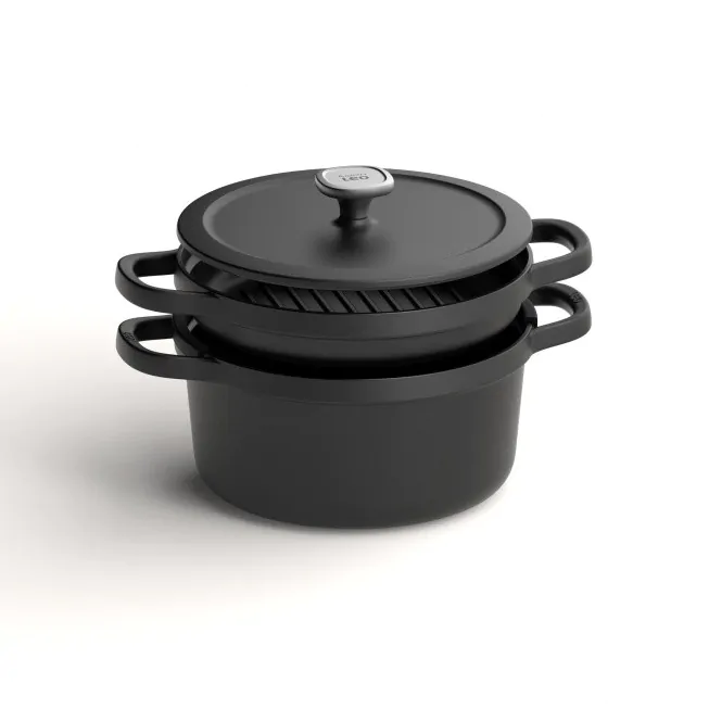 HAWOK Set Di 2 Pentole In Ghisa Pre-stagionata Piccole - Mini Dutch Oven Da 5,5 Pollici Per Forno E BBQ, Nero