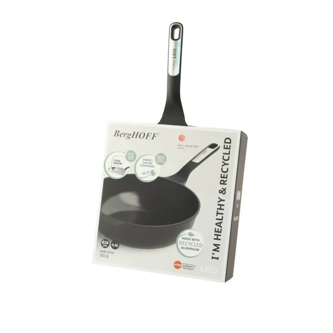 BergHOFF Gem - Pentola antiaderente a induzione, con coperchio in vetro, in alluminio, nero, 32 x 25 x 19,5 cm