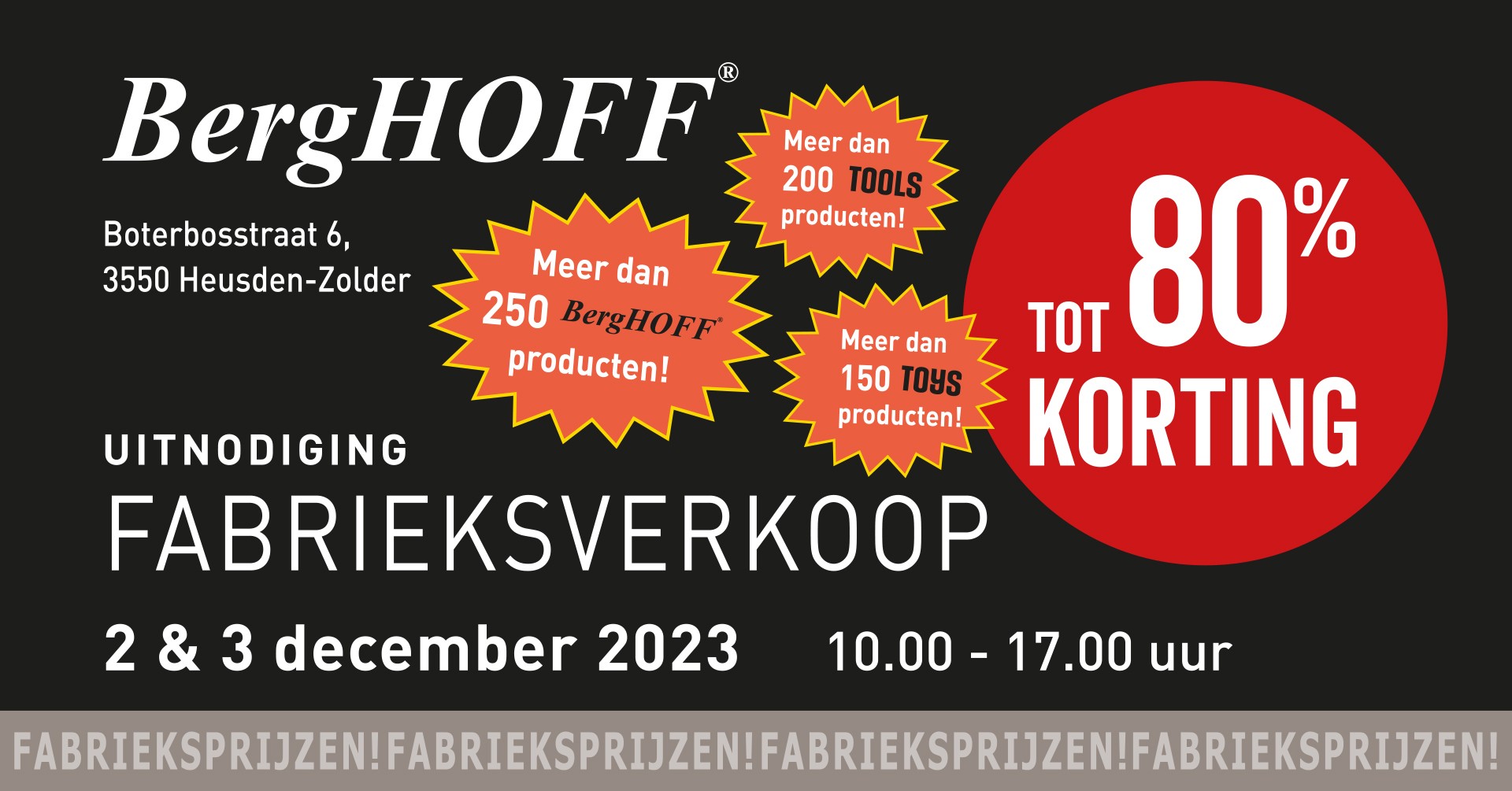 BergHOFF Fabrieksverkoop 2 en 3 december